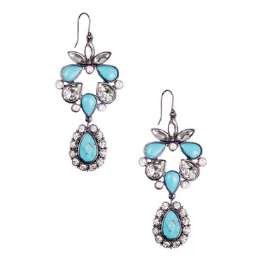 Turquoise Stone Chandelier Earrings on a white background