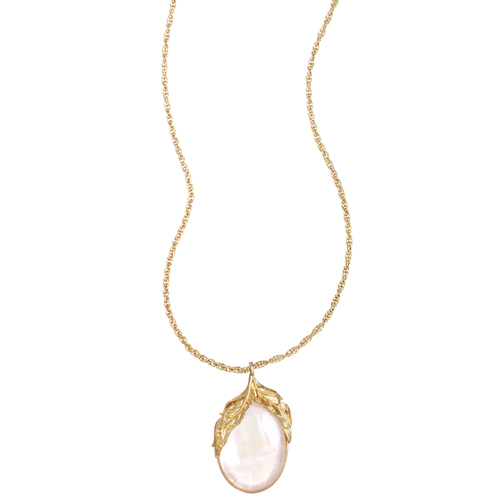 Feather + Stone Pendant Necklace